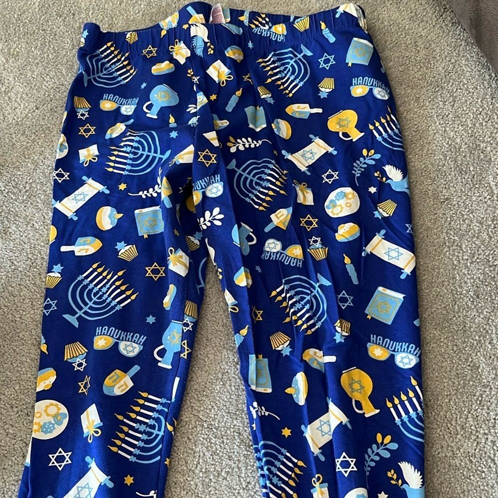 Pjs blue Hanukkah bottoms  95% cotton 5 spandex